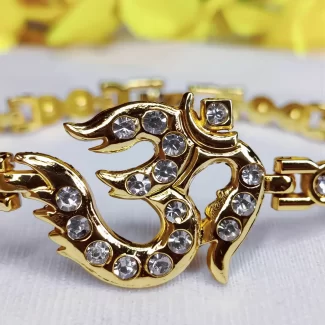 Gold Plated Om Diamond Bracelet premium hero view