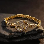 Gold Plated Om Diamond Bracelet on clean white background