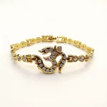 Gold Plated Om Diamond Bracelet worn on a men's wrist