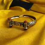 Gold Plated Shivlinga Om Trishul Rudraksha Bracelet angled product view