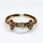 Gold Plated Shivlinga Om Trishul Rudraksha Bracelet on clean white background