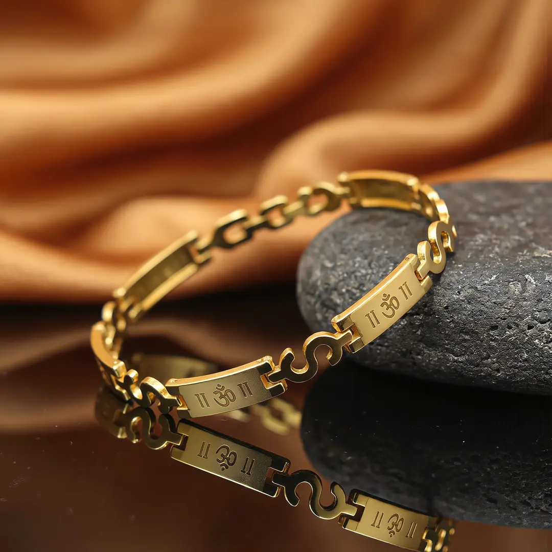 Golden Om Bracelet angled product view