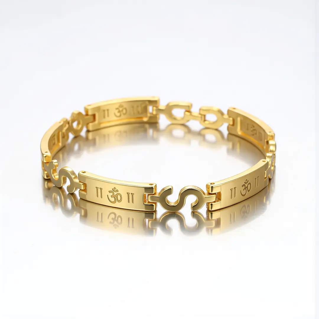 Golden Om Bracelet clean studio view