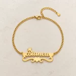 Heart & Crown Design Name Bracelet flat lay product view – personalized jewellery
