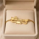 Heart & Crown Design Name Bracelet in premium gift box – personalized jewellery
