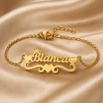Heart & Crown Design Name Bracelet on luxury satin – personalized jewellery