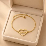 Heart Shape Name Bracelet in premium gift box – personalized jewellery