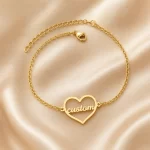 Heart Shape Name Bracelet on luxury satin – personalized jewellery