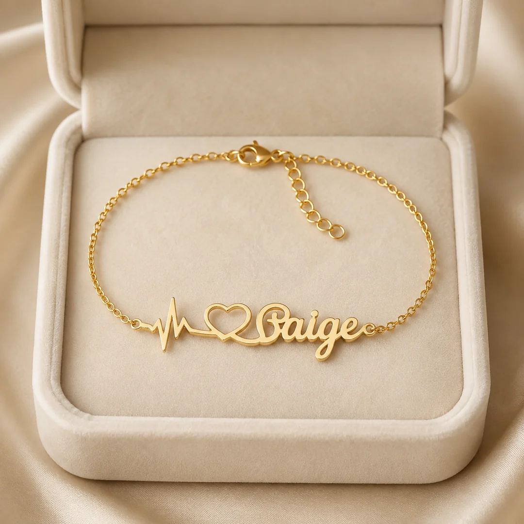 Heartbeat Name Bracelet – Gift Box Heartbeat Name Bracelet in premium gift box – personalized jewellery