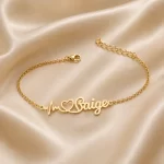 Heartbeat Name Bracelet on luxury satin – personalized jewellery