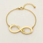 Infinity Couple Name Bracelet flat lay product view – personalized jewellery
