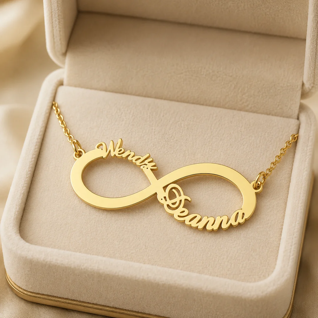 Infinity Couple Name Bracelet in premium gift box – personalized jewellery