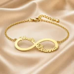 Infinity Couple Name Bracelet on luxury satin – personalized jewellery