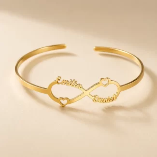 Infinity Couple Name Kada macro close-up – personalized jewellery