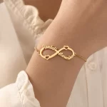 Infinity Heart Couple Name Bracelet on female wrist – personalized jewellery