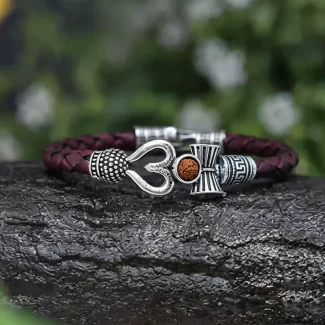 Lord Shiva Mahakal Leather Bracelet premium hero view