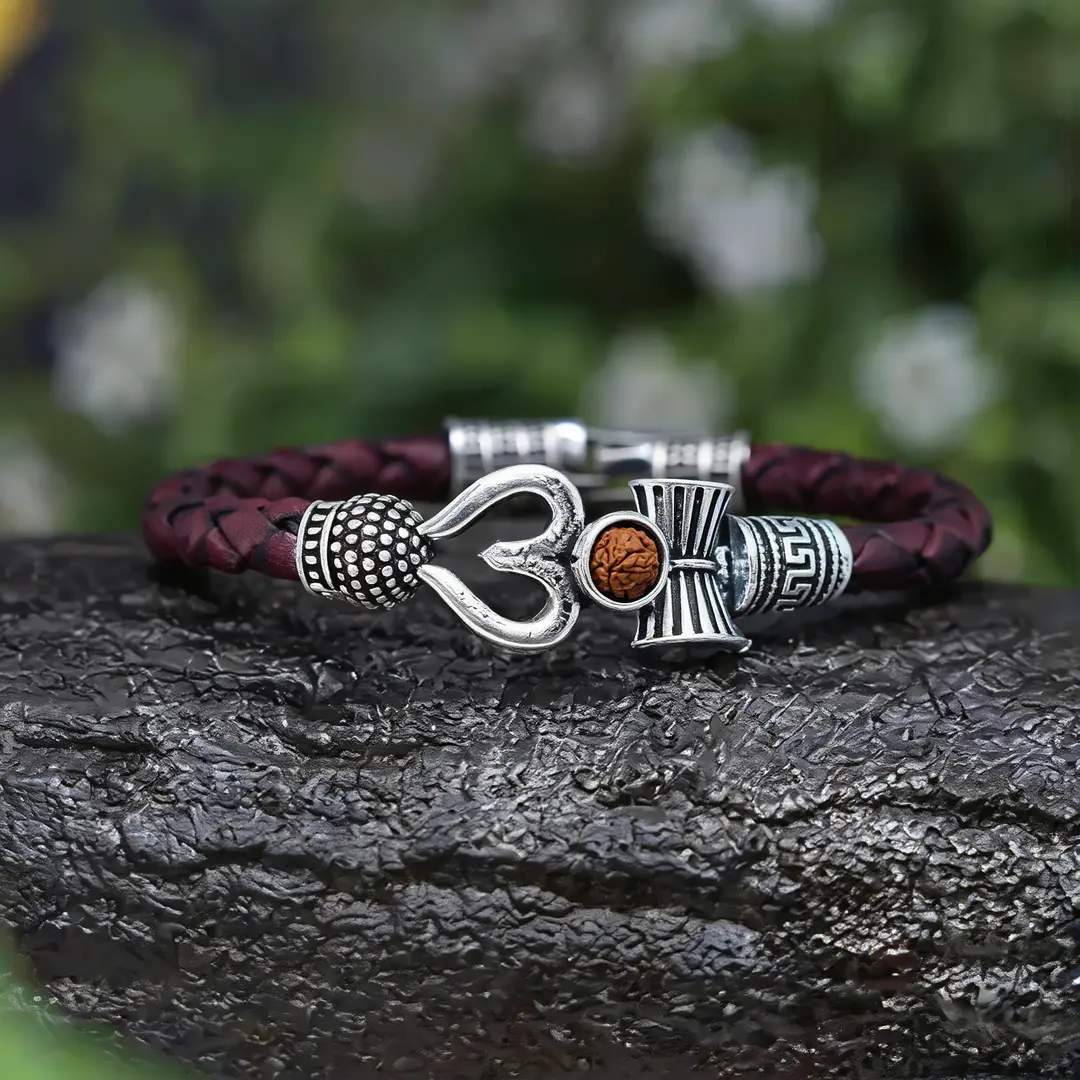 Lord Shiva Mahakal Leather Bracelet premium hero view