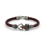 Lord Shiva Mahakal Leather Bracelet on clean white background