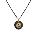 Mahakal Locket with Chain Black Gold Metal Necklace clean studio view