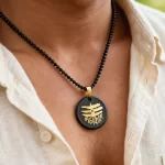 Mahakal Locket with Chain Black Gold Metal Necklace wearable lifestyle view