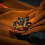 Mahakal Rudraksha Rose Gold Plated Ring angled product view