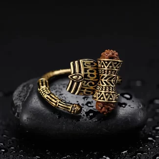 Mahakal Rudraksha Rose Gold Plated Ring premium hero view