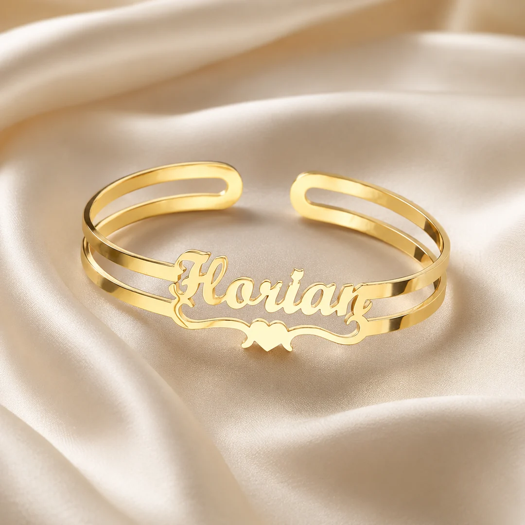 Name With Heart Kada – Luxury Satin Name With Heart Kada on luxury satin – personalized jewellery