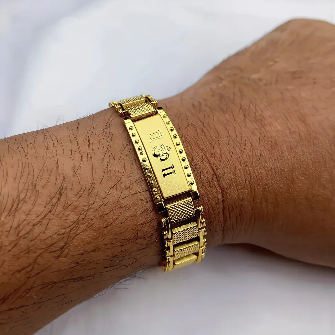 Om Bracelet Kada for Men worn on a men's wrist