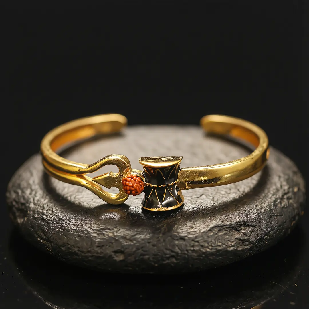 Gold Plated OM Designer Cuff Kada premium hero view