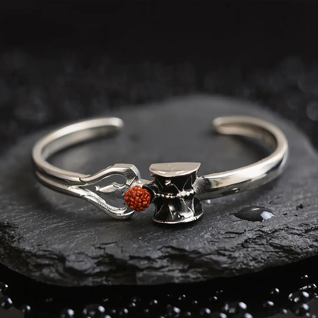 Silver OM Designer Cuff Kada premium hero view