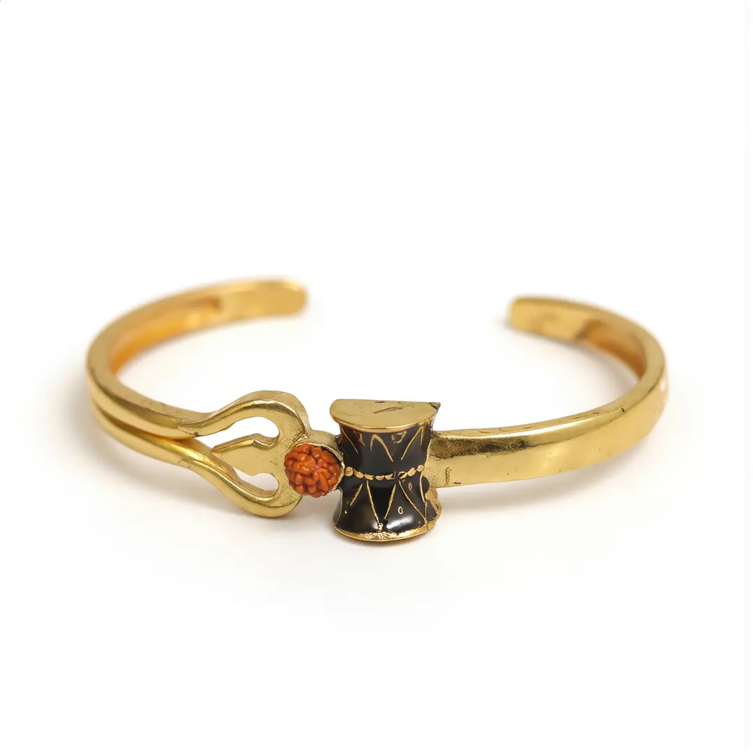 Gold Plated OM Designer Cuff Kada clean studio view