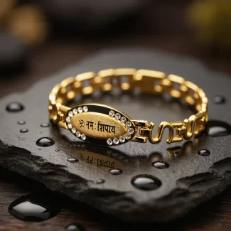 Gold Plated Om Namah Shivay Bracelet premium hero view