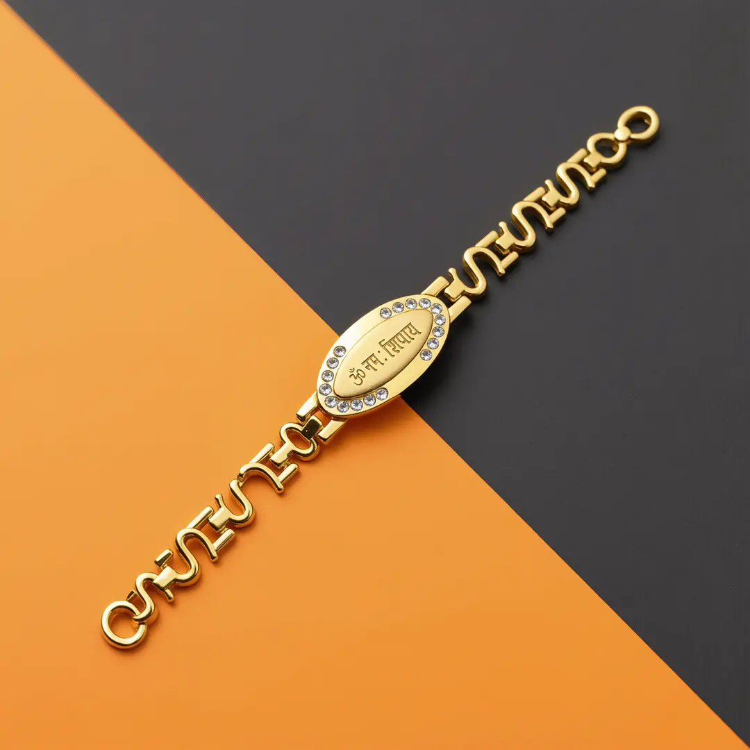 Gold Plated Om Namah Shivay Bracelet angled product view
