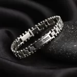 Stainless Steel Om Namah Shivay Bracelet angled product view