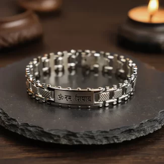 Stainless Steel Om Namah Shivay Bracelet premium hero view