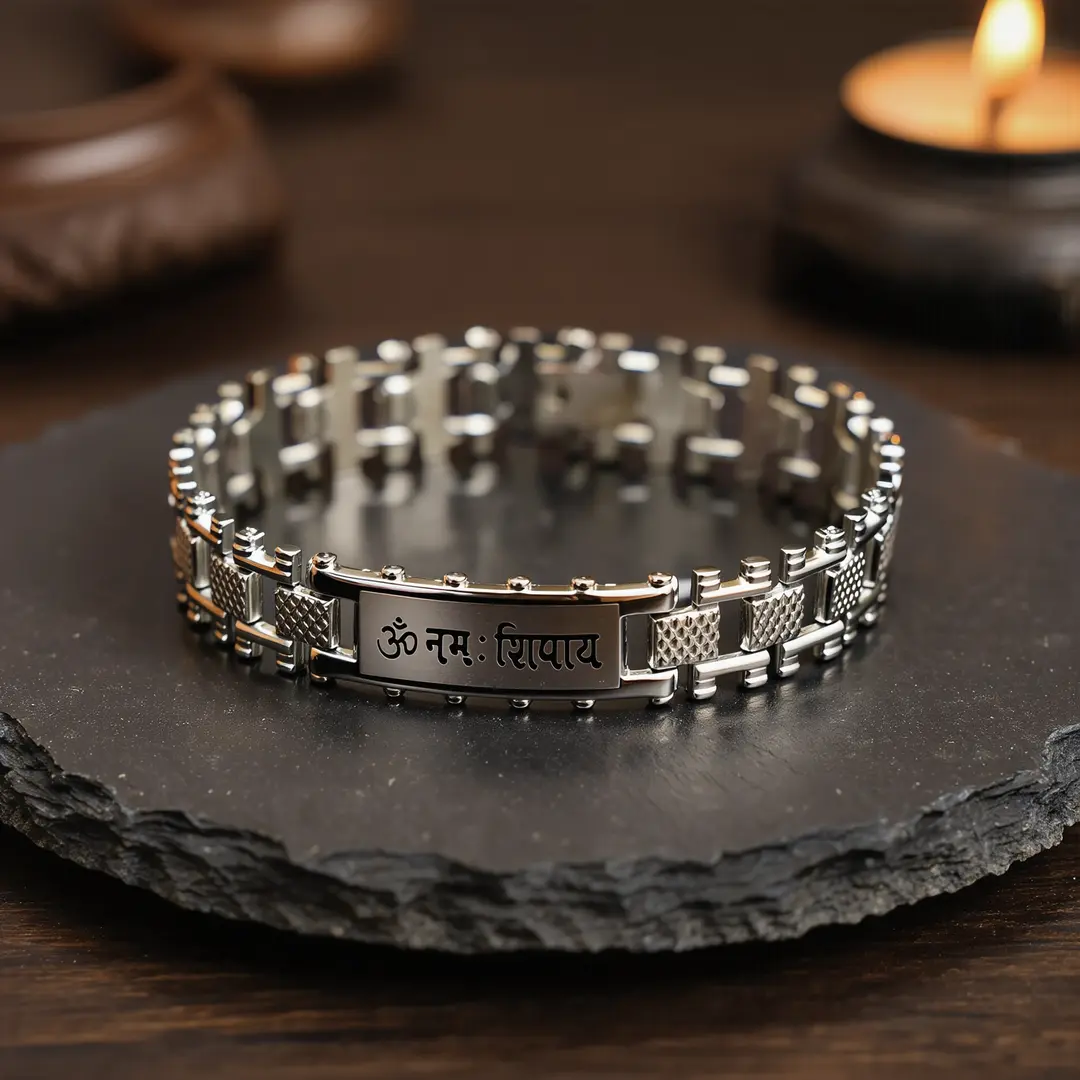 Stainless Steel Om Namah Shivay Bracelet premium hero view