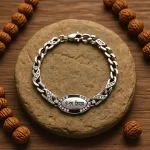 Silver Om Namah Shivay Diamond Bracelet devotional product flat lay