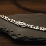 Silver Om Namah Shivay Diamond Bracelet premium hero view