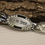 Silver Om Namah Shivay Diamond Bracelet macro craftsmanship close-up
