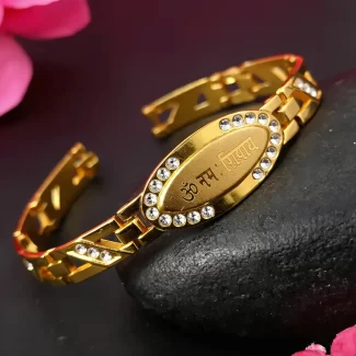 Gold Plated Om Namah Shivay Diamond Bracelet premium hero view
