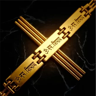 Om Namah Shivay Gold Plated Bracelet premium hero view