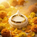 Om Namah Shivay Gold Plated Bracelet devotional angled product view