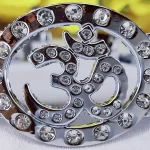 Om Silver Plated Beaded Bracelet angled product view