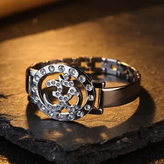 Om Silver Plated Beaded Bracelet premium hero view