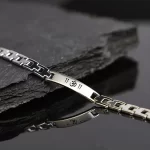 Om Silver Steel Bracelet premium hero view