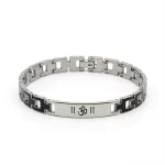 Om Silver Steel Bracelet clean studio view
