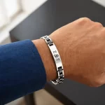 Om Silver Steel Bracelet wrist lifestyle view
