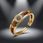 Om Sun Cuff Kada Bracelet with Rudraksh and Crystal for Men angled product view