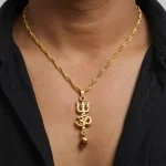 Om Trishul Pendant Locket with Gold Plated Chain wearable lifestyle view