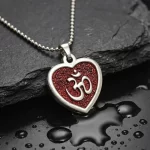 Red Om Heart Pendant premium hero view